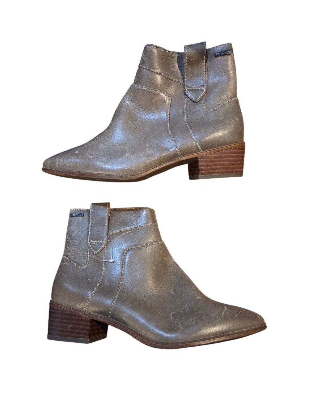 Rockport - Geovana Ankle Boots In Taupe or "Tan Havane" Distressed Leather NWOT